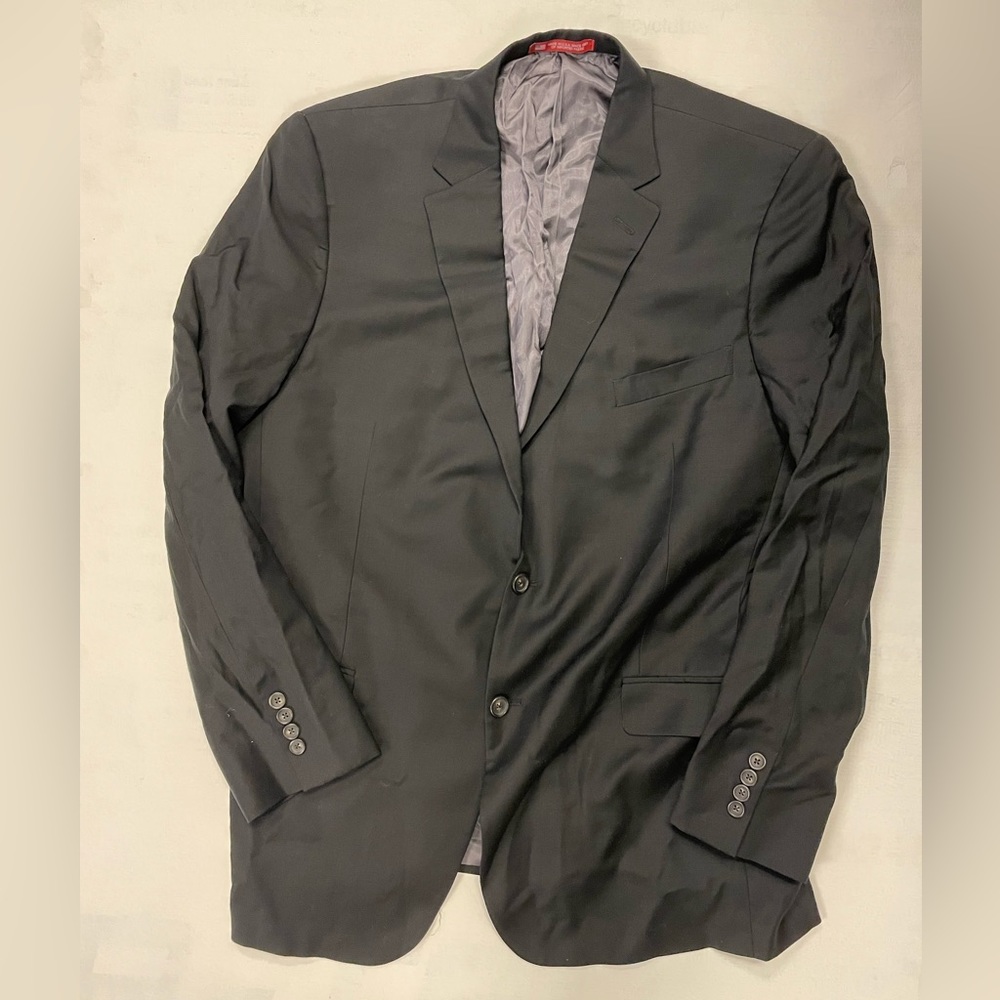 HART SCHAFFNER MARX Made in USA Worsted Wool Suit Jacket in Black 48 L